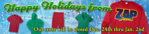 Happy Holidays from Zappia Athletics. Our Store will be closed December 24th through January 2nd.